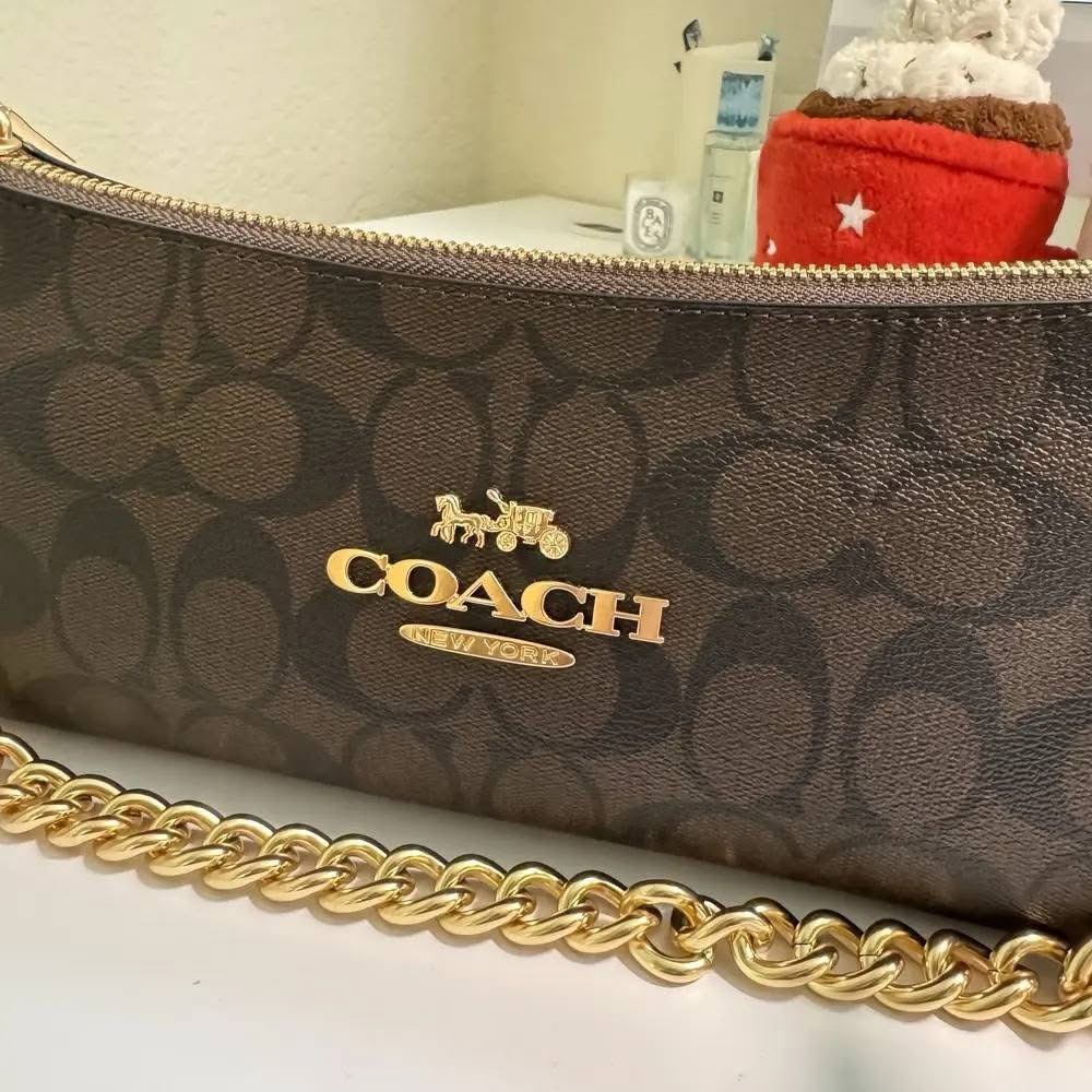 NWT Coach Charlotte Shoulder Bag In Signature Canvas CL405 Black - Picture 4 of 8